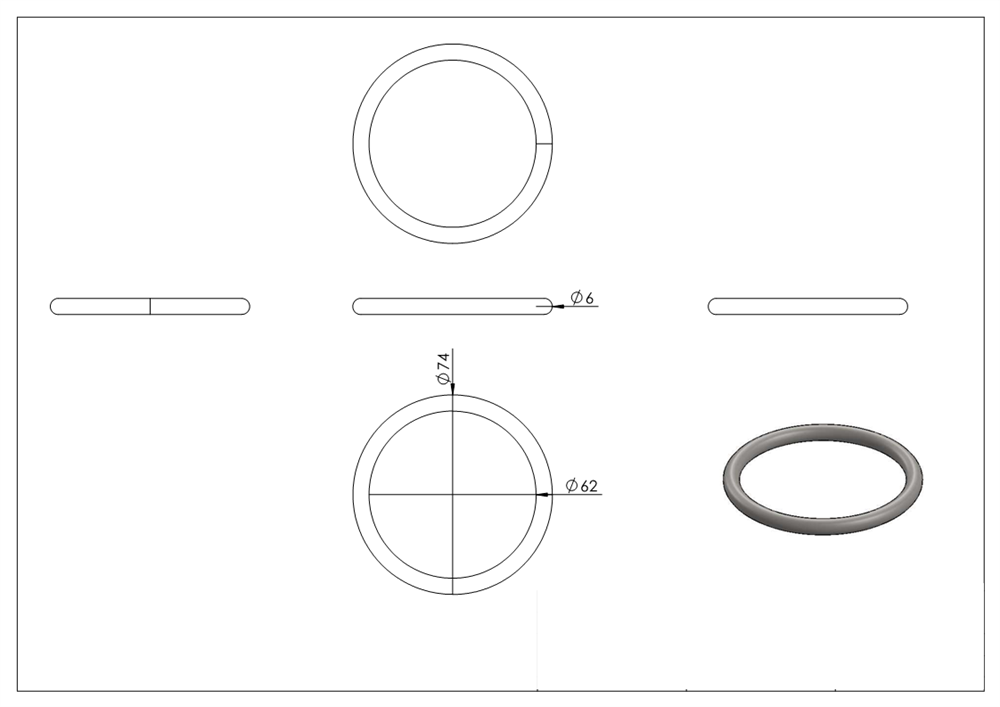 Ring | Outer-Ø: 62 mm | Material thickness: 6 mm | V2A