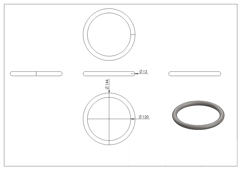ring | outer-Ø: 144 mm | material thickness: 12 mm | V2A