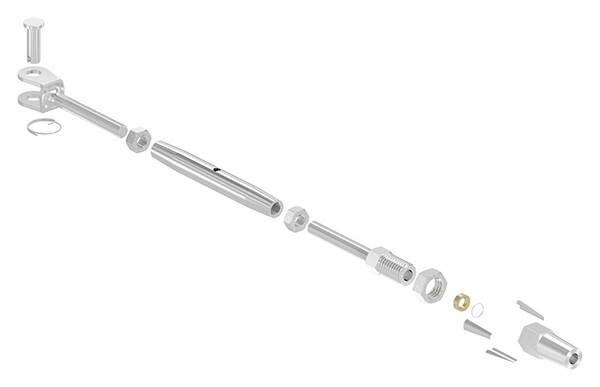 Shroud tensioner | fork/rope holder | for rope Ø 5 mm | V4A