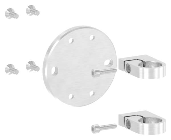 Wall mounting for clamping for round tube Ø 33.7 mm V2A