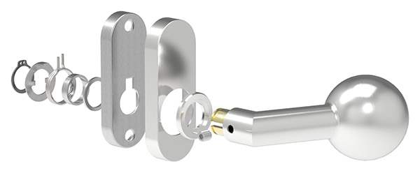 Door handle cranked with ball Ø 50 mm rotatable V2A
