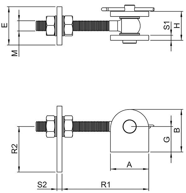 Gate hinge | M16 | 180° | adjustable | V2A