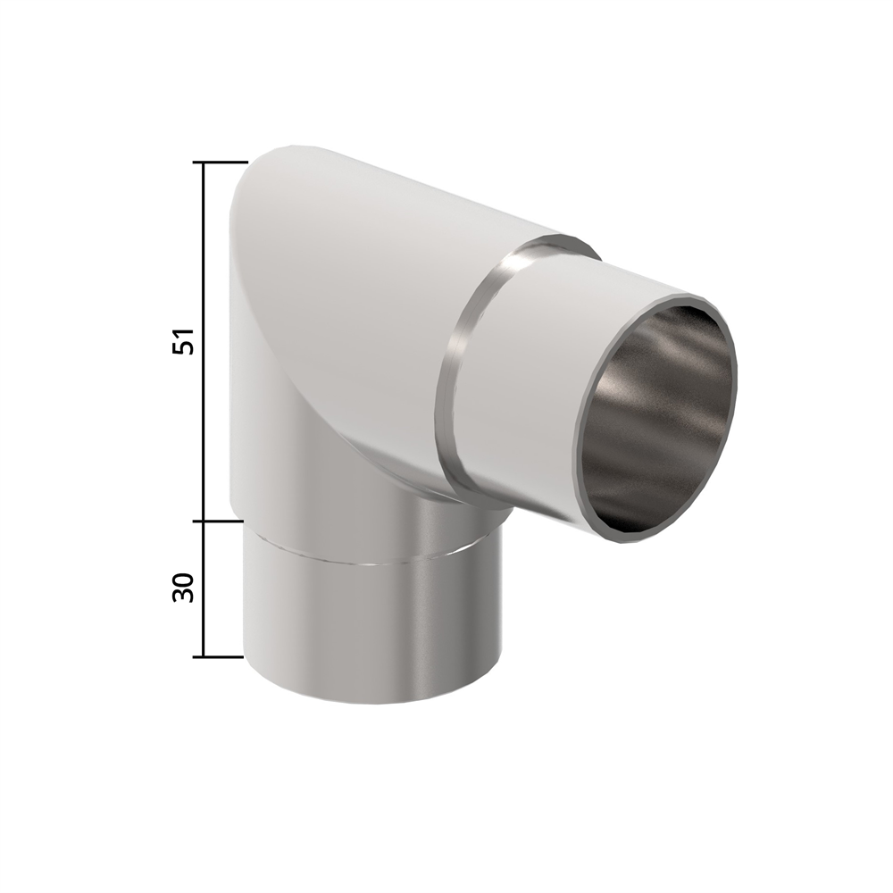 Corner bend 90° | for gluing | for round tube: Ø 42.4x2 mm | V2A