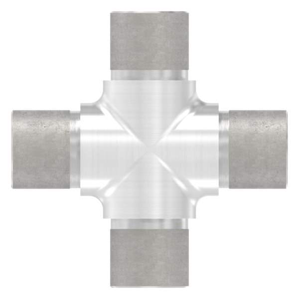 Cross piece with same outlet for round tube Ø 26.9x2.0 mm V2A