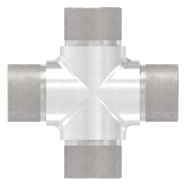 Cross piece with same outlet for round tube Ø 33.7x2.0 mm V2A