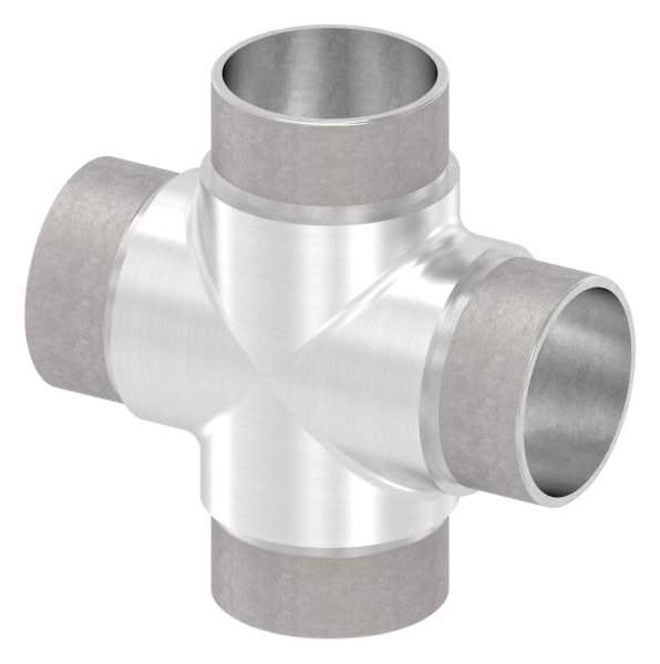 Cross piece with same outlet for round tube Ø 48.3x2.0 mm V2A