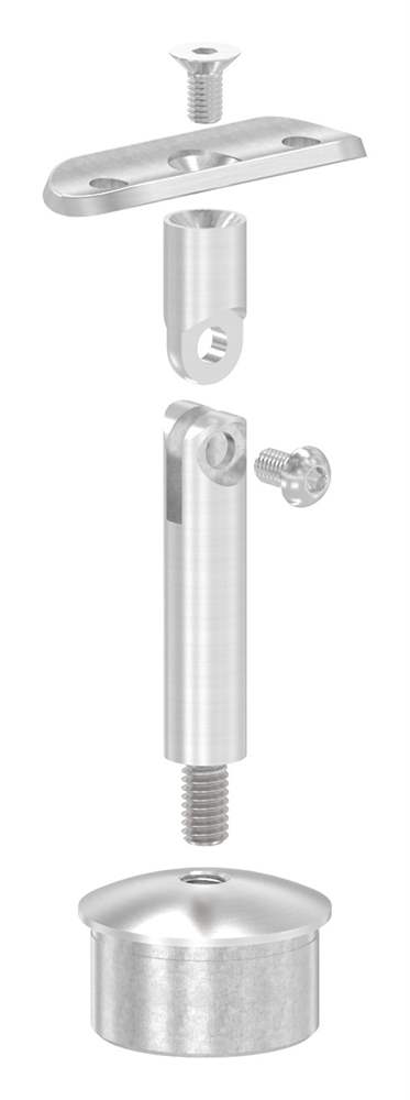 Handrail support for 42.4x2.0 mm with joint and retaining plate for Ø 42.4 mm tube V2A