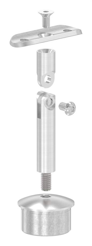 Handrail support for 42.4x2.6 mm with joint and retaining plate for Ø 42.4 mm tube V2A