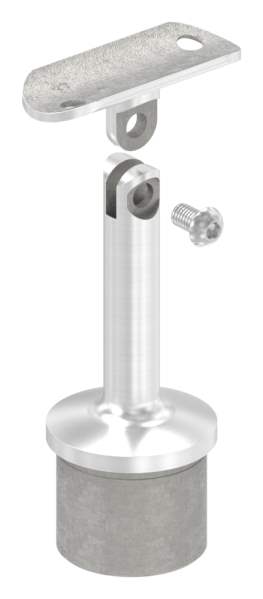 Handrail support made of one part for 42.4x2.6 mm tube with joint and retaining plate for Ø 42.4 mm tube