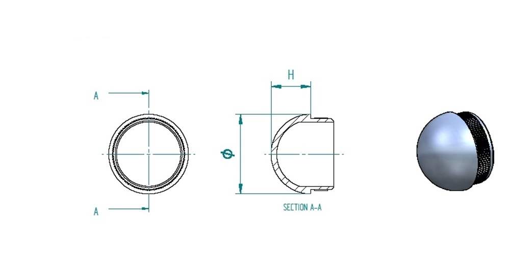Plug | semicircular | cast | for round tube: Ø 33.7x2 mm | V2A
