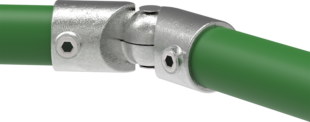 Pipe connector | Adjustable corner piece | 125H | 33.7 mm - 48.3 mm | 1 - 1 1/2 | Malleable cast iron and electrogalvanized