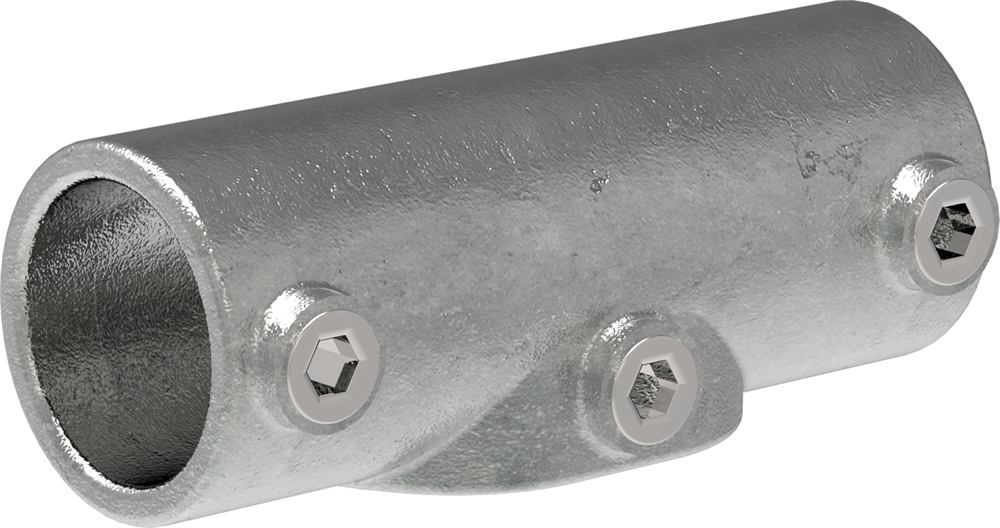 Pipe connector | T-piece 30-45° | 127 | 33.7 mm - 48.3 mm | 1 - 1 1/2 | Malleable cast iron and electrogalvanized