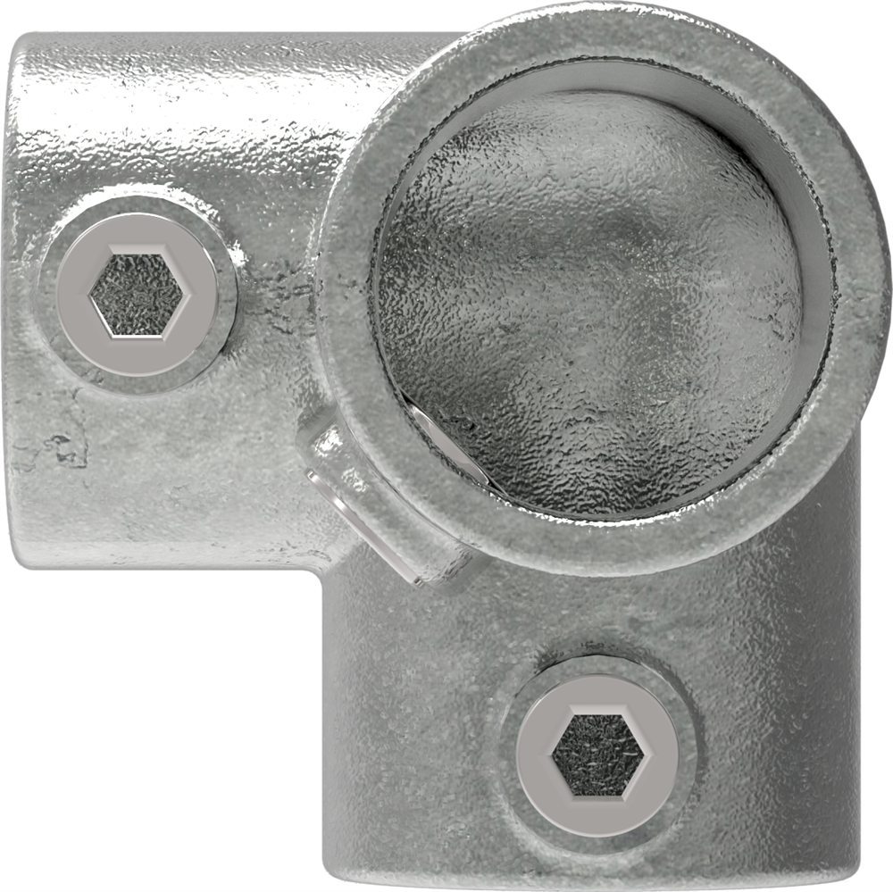 Pipe connector | Three-way corner piece 90° | 128 | 21.3 mm - 60.3 mm | 1/2 - 2 | Malleable cast iron and electrogalvanized