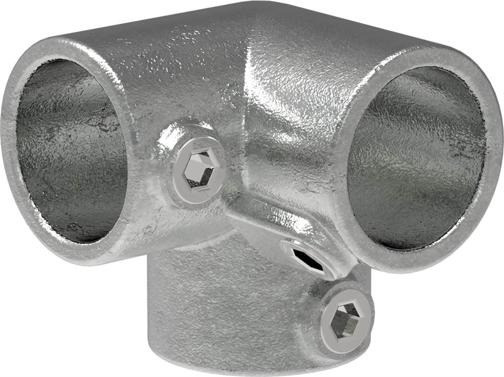Pipe connector | Three-way corner piece 90° | 128C42 | 42.4 mm | 1 1/4 | Malleable cast iron and electrogalvanized