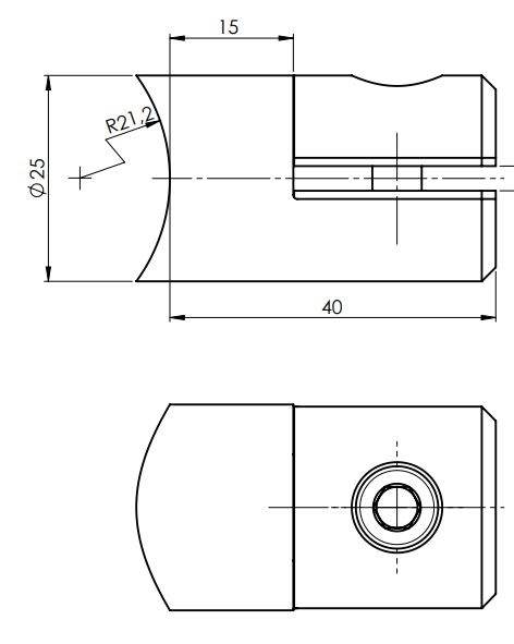 Sheet metal holder Ø 25 mm | for connection: Ø 42.4 mm | V2A