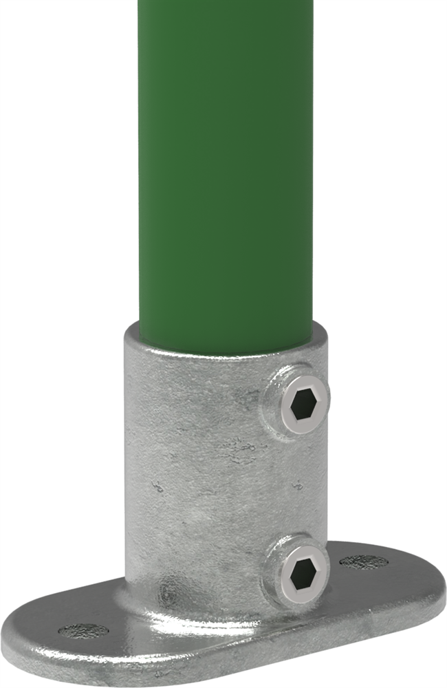 Tube connector | Foot plate oval | 132 | 26,9 mm - 60,3 mm | 3/4 - 2 | Malleable cast iron and electrogalvanized