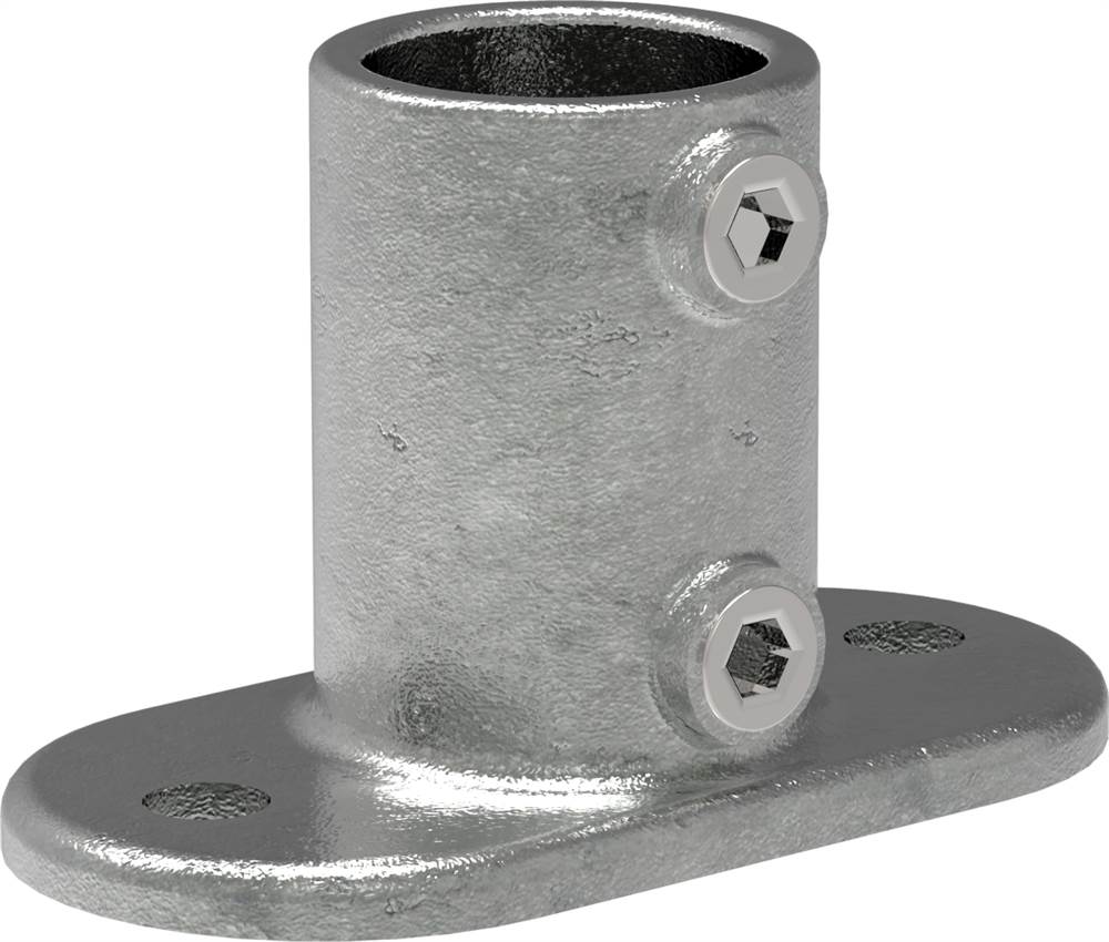 Tube connector | Foot plate oval | 132C42 | 42,4 mm | 1 1/4 | Malleable cast iron and electrogalvanized