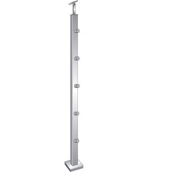 Railing post | length: 1000 mm | for surface mounting | V2A
