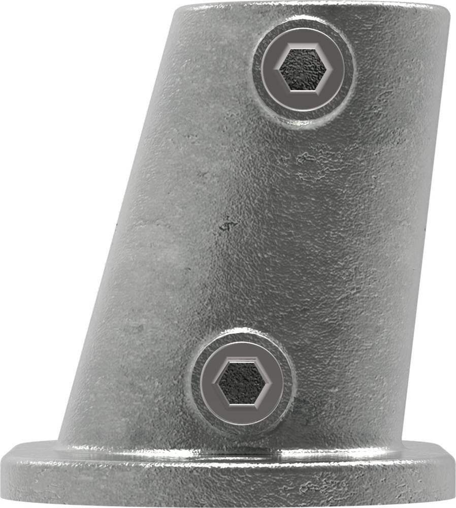 Tube connector | Foot plate oval 3-11° inclination | 152 | 33,7 mm - 48,3 mm | 1 - 1 1/2 | Malleable cast iron and electrogalvanized