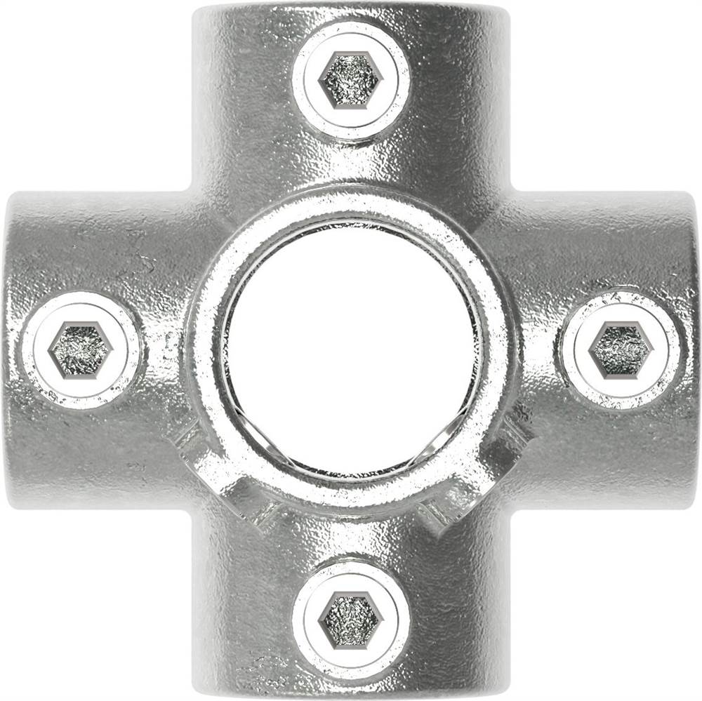 Tube Connector | Cross Piece for Support Tube | 158B34 | 33,7 mm | 1 | Malleable Iron and Electro Galvanized