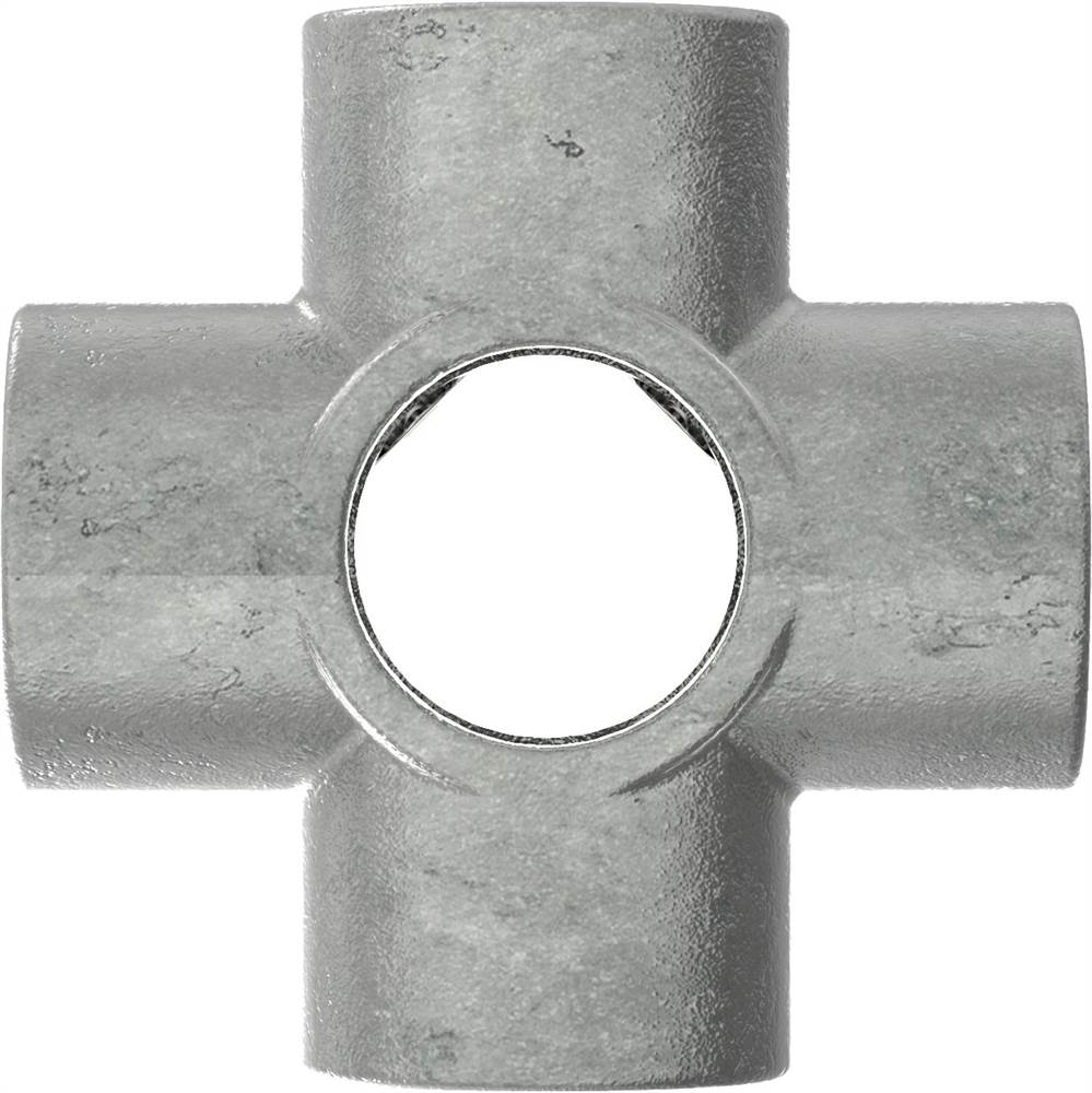 Tube Connector | Cross Piece for Support Tube | 158C42 | 42,4 mm | 1 1/4 | Malleable Iron and Electro Galvanized