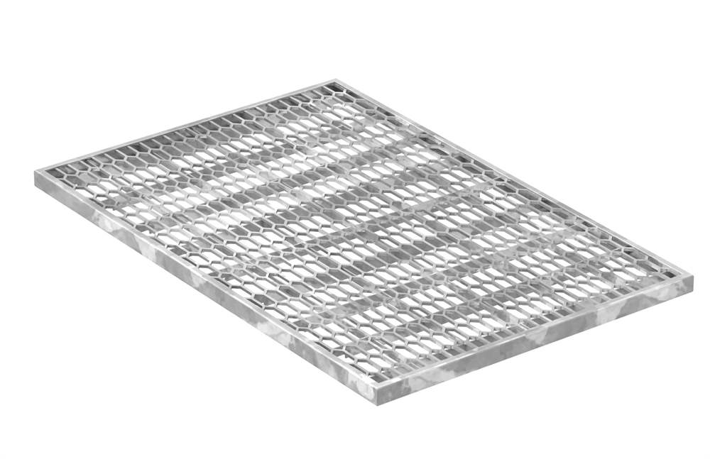 Expanded metal grating 390x590x20 mm | made of S235JR (St37-2), hot-dip galvanized in a full bath