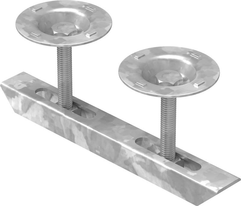 Double clamp with plate for grating height 30 mm | MW 30/30 mm | made of St37, hot-dip galvanized