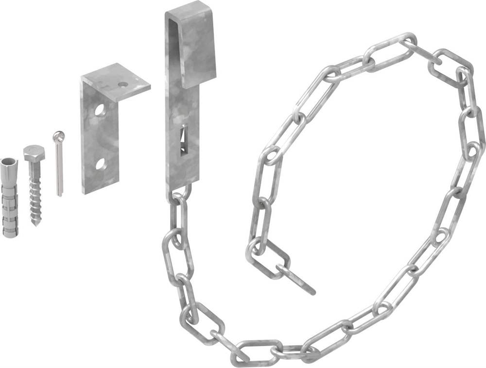 1 pair of safety chains for gratings | MW 30/30 mm | made of St37, hot-dip galvanized