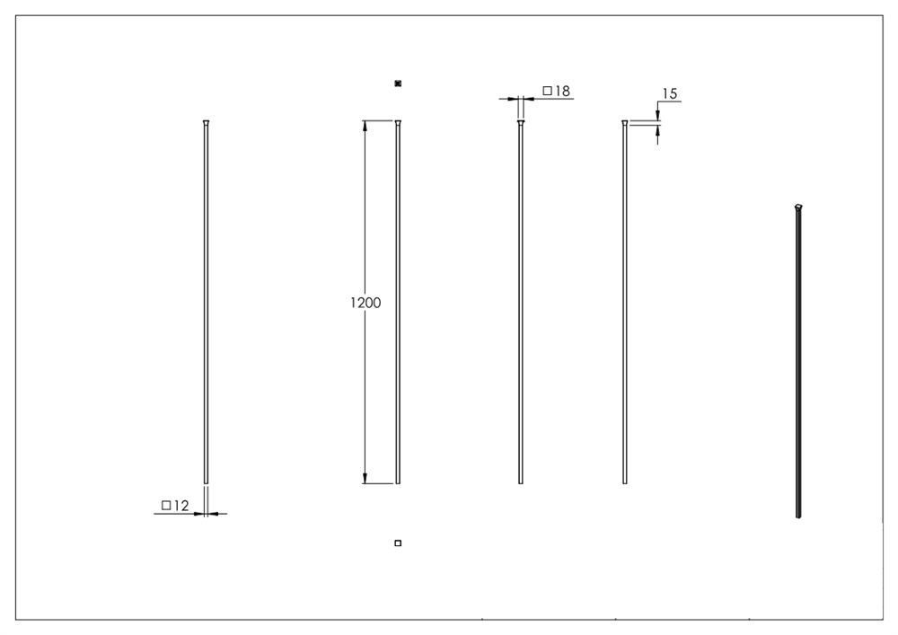 fence rod | length: 1200 mm | material 12x12 mm upset head | steel S235JR, raw
