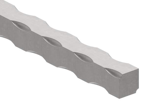 Square hammered | Material: 16x16 mm | Length: 3000 mm | Steel (Raw) S235JR