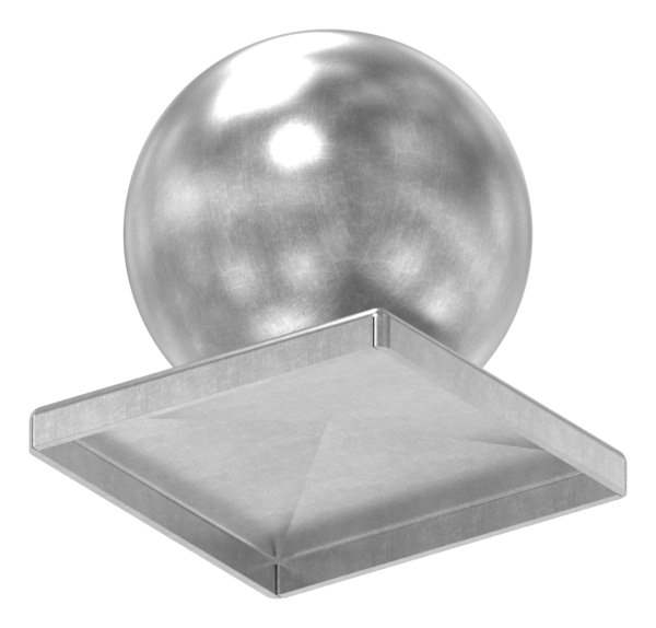 Pier cover for square tube | 80x80 mm | with ball Ø 80 mm | steel (raw) S235JR