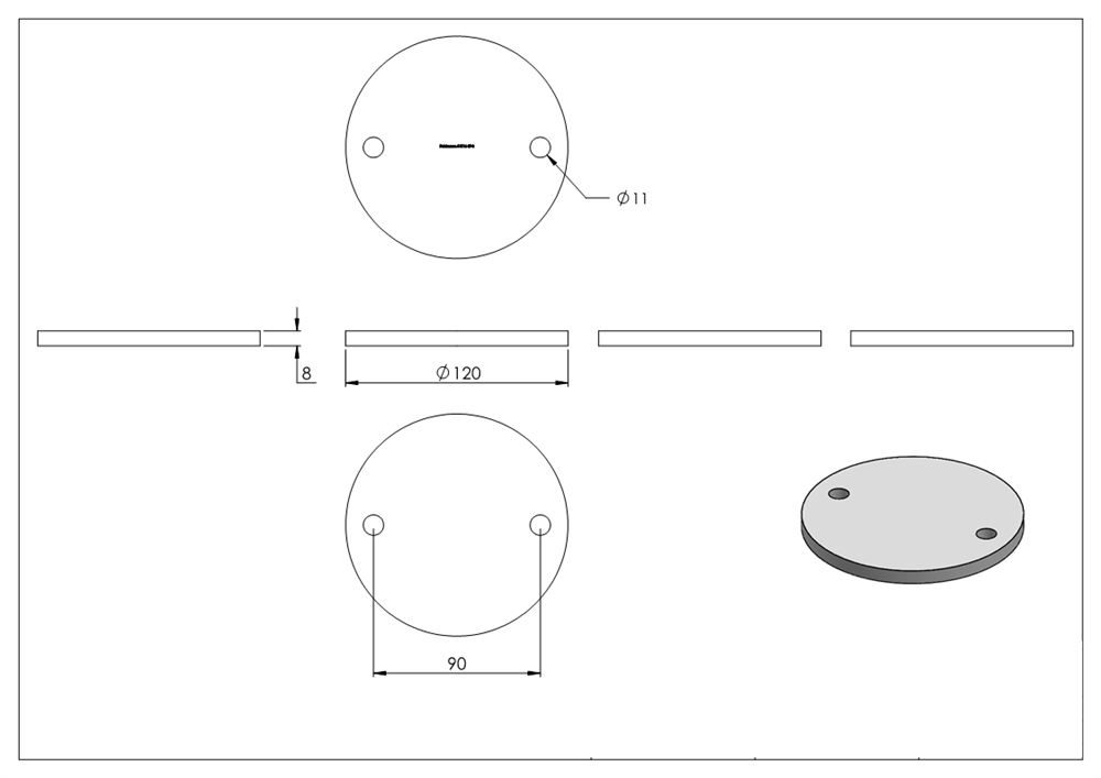 Anchor plate | Dimensions: Ø 120x8 mm | Steel (Raw) S235JR