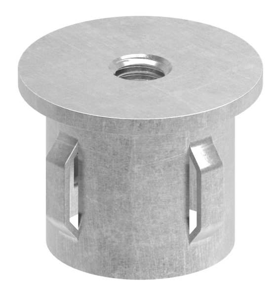 Steel plug flat | with M8 | for round tube Ø 33.7x1.8-2.2 mm | steel S235JR, raw