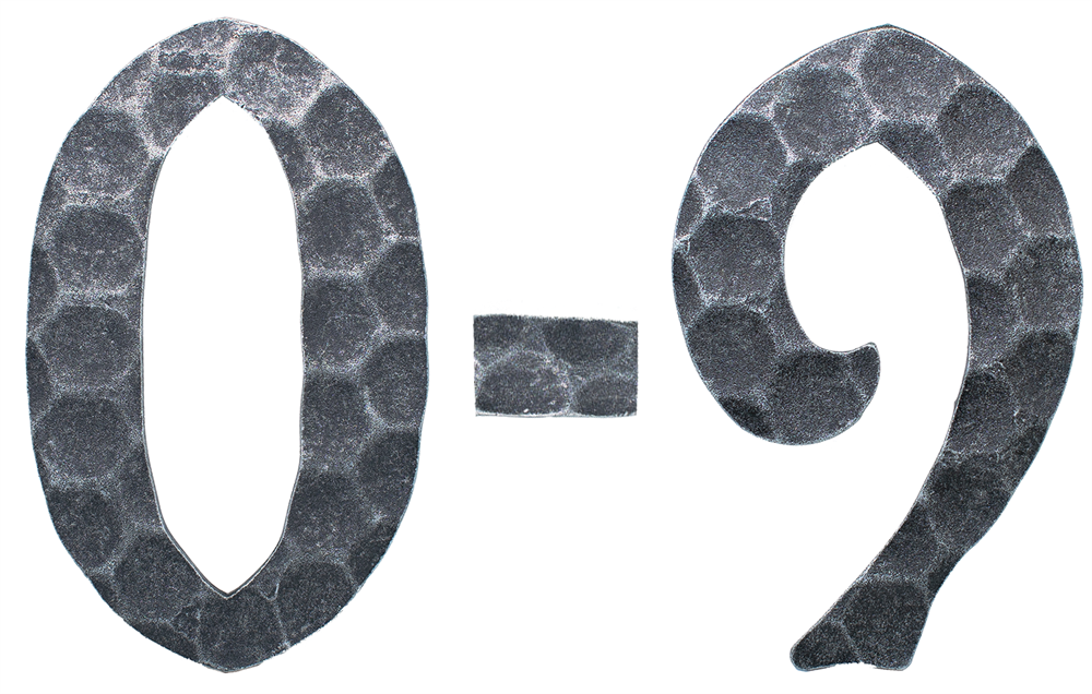 House number 0 - 9 | Dimension: 12x8 cm | Material: 4 mm hammered | Steel (raw) S235JR