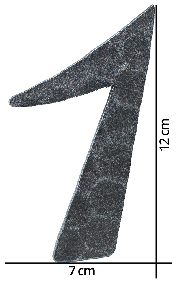 House number 1 | Dimension 12x8 cm | Material 4 mm hammered | Steel (raw) S235JR