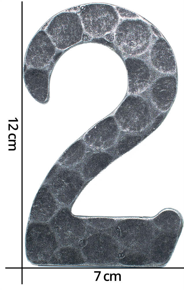 House number 2 | dimension 12x8 cm | material 4 mm hammered | steel (raw) S235JR