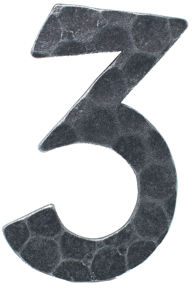 House number 3 | dimension 12x8 cm | material 4 mm hammered | steel (raw) S235JR