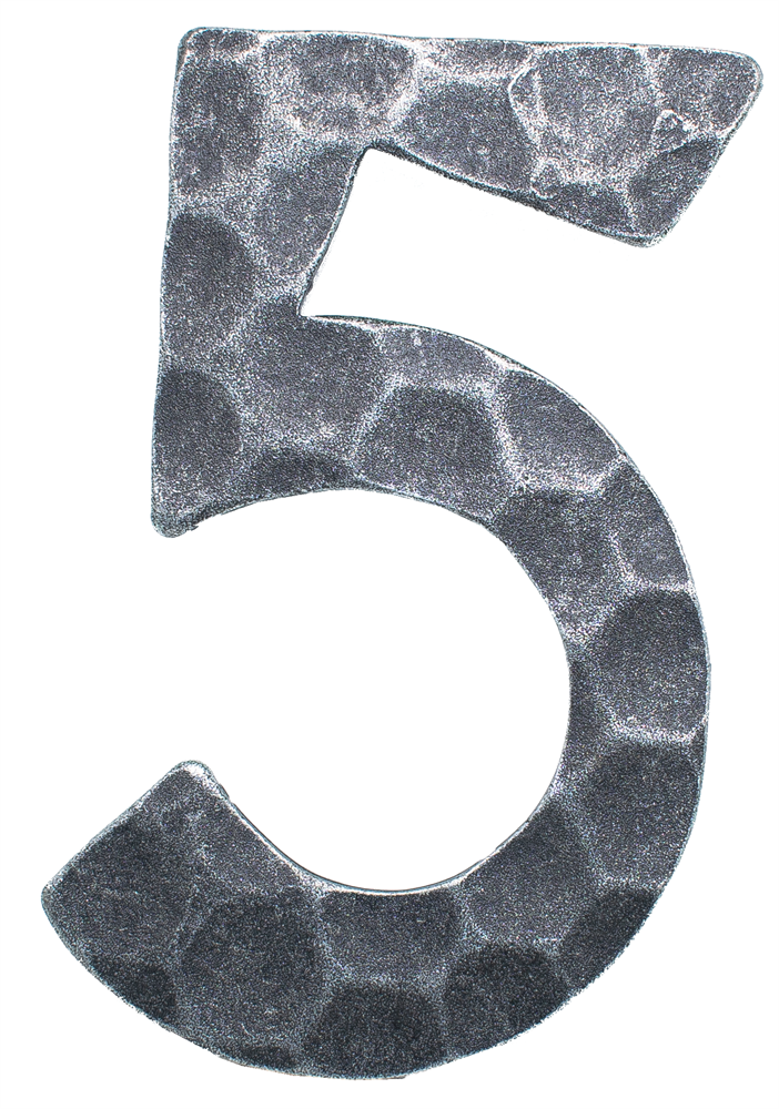 House number 5 | Dimension 12x8 cm | Material 4 mm hammered | Steel (raw) S235JR