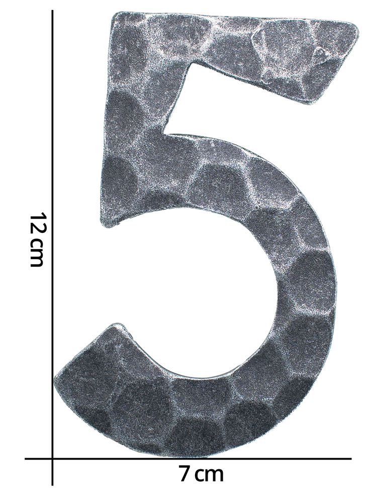 House number 5 | Dimension 12x8 cm | Material 4 mm hammered | Steel (raw) S235JR