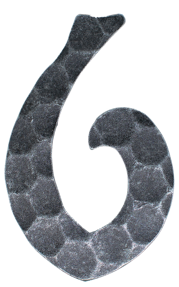 House number 6 | dimension 12x8 cm | material 4 mm hammered | steel (raw) S235JR