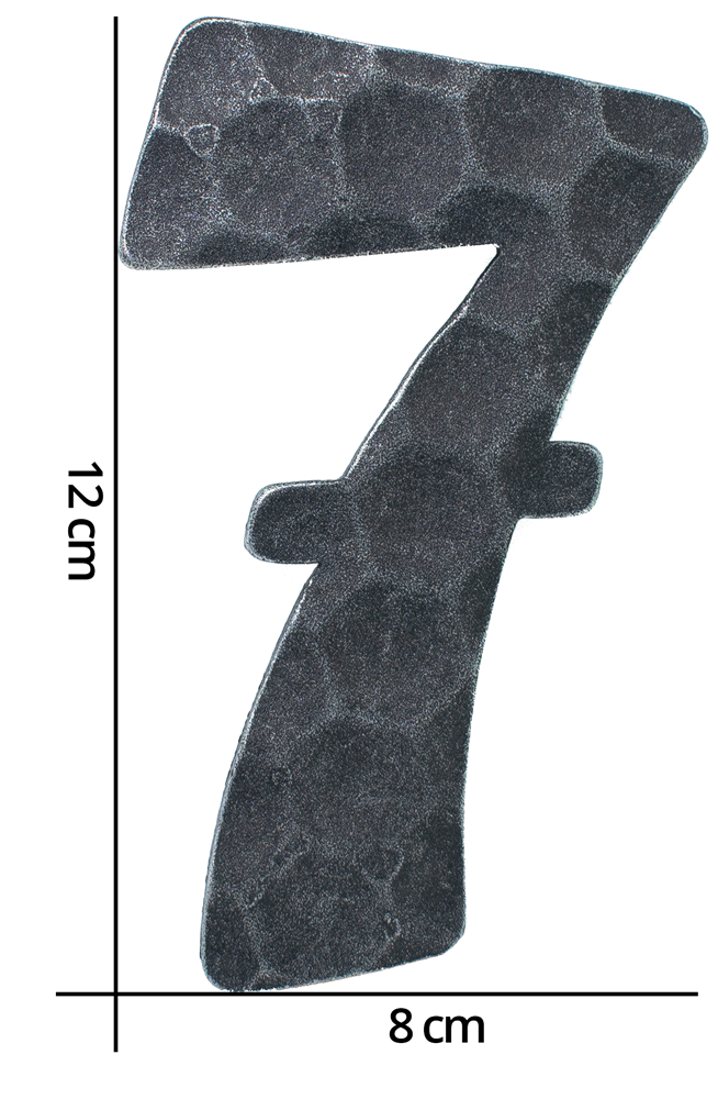 House number 7 | Dimension 12x8 cm | Material 4 mm hammered | Steel (raw) S235JR