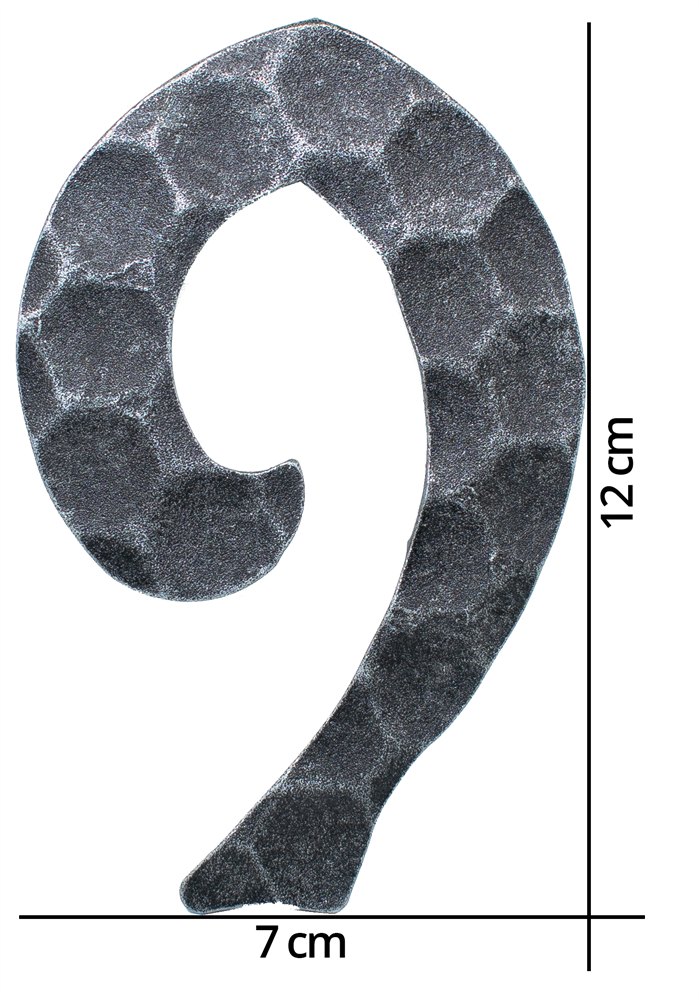 House number 9 | Dimension 12x8 cm | Material 4 mm hammered | Steel (raw) S235JR