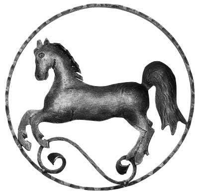 Horse (left) decorative element | Ø 300 mm | steel S235JR, raw