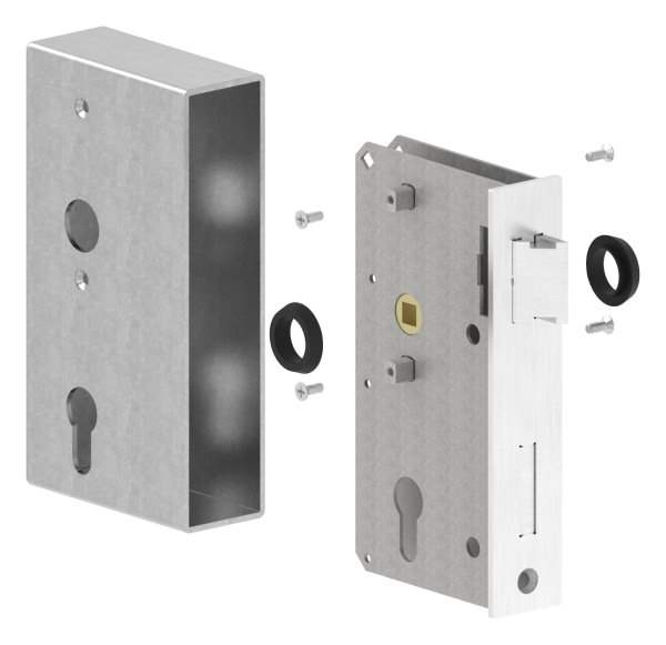Lock case | Dimensions: 173x94,5x40 mm | Mandrel: 60 mm | Steel (raw) S235 JR