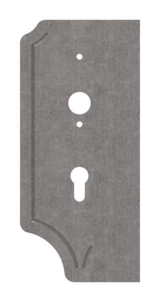 Lock plate left | Dimensions: 119x260x4 mm | Mandrel: 60 mm | Steel S235JR, raw