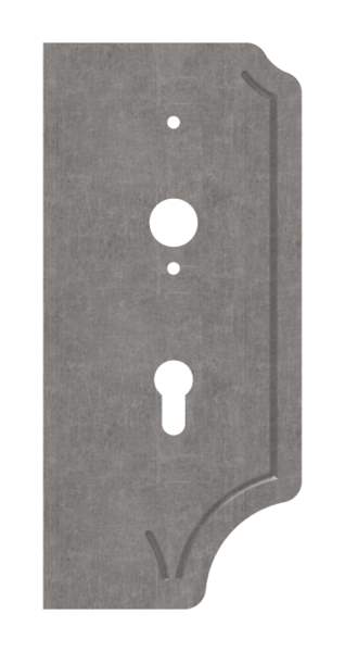 Lock plate right | Dimensions: 119x260x4 mm | Mandrel: 60 mm | Steel S235JR, raw