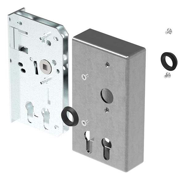 Lock case | for 2 profile cylinders | dimensions: 40x94,5x173 mm | steel S235JR, raw