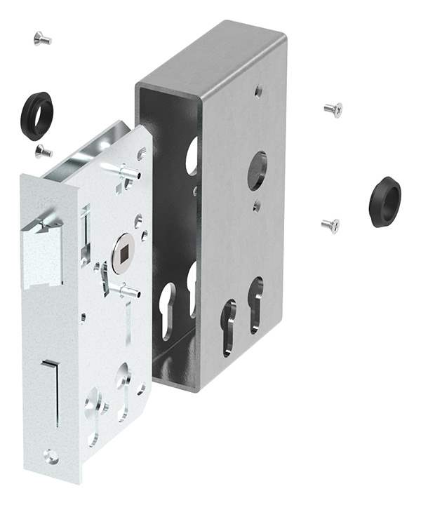 Lock case | for 2 profile cylinders | dimensions: 40x94,5x173 mm | steel S235JR, raw