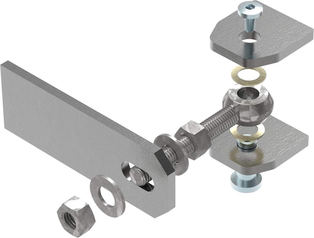 Door hinge M12 | adjustable | slotted hole lug | steel (raw) S235JR