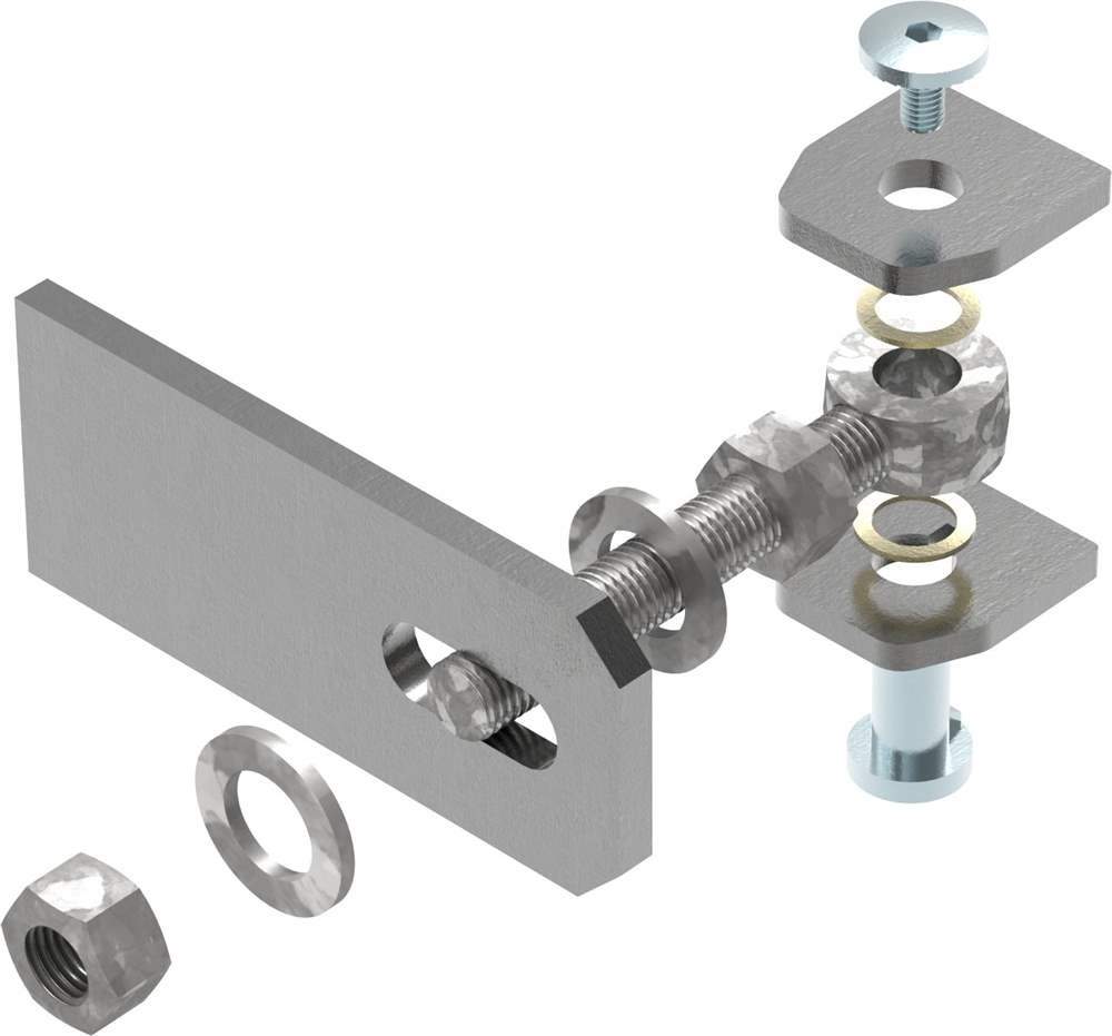 Gate hinge M16 | adjustable | slotted hole lug | steel (raw) S235JR